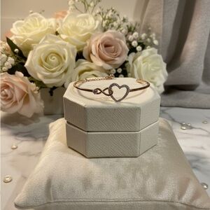 Swarovski infinity and heart bangle